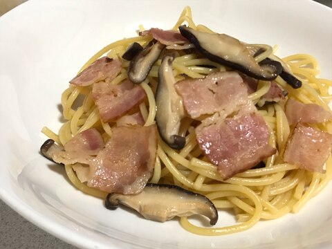 めんつゆで簡単☆ベーコンと椎茸の和風パスタ